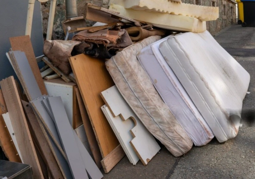 disposable mattress ready for removal